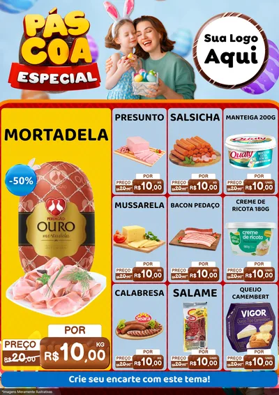 Modelo de Encarte para Encarte A4 Vertical com o tema Páscoa Especial para Frios e Laticínios