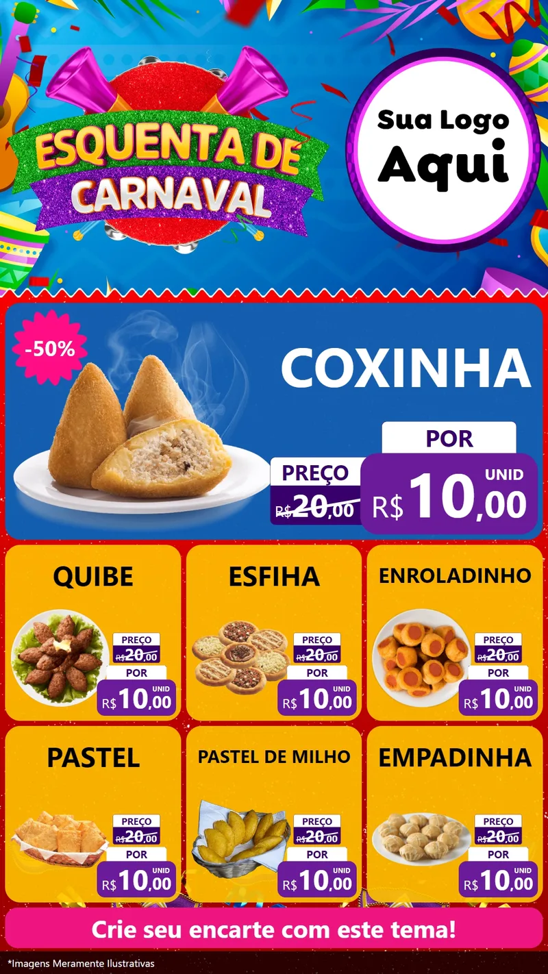 Modelo de Rede Social para Stories com o tema Esquenta de Carnaval para Salgadaria