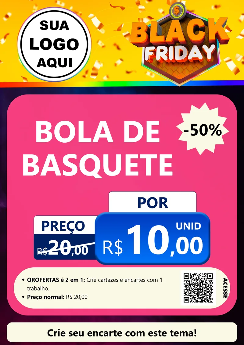 Modelo de Cartaz para Cartaz A4 Vertical com o tema Black Friday para Artigos Esportivos