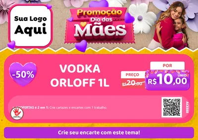 Modelo de Cartaz para Cartaz A4 Horizontal com o tema Promoção Dia das Mães para Distribuidora de bebidas