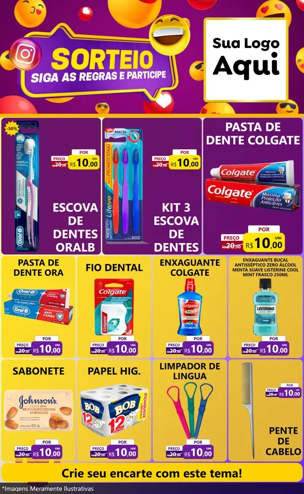 Modelo de Encarte para Encarte Grande com o tema Sorteio para Higiene Pessoal