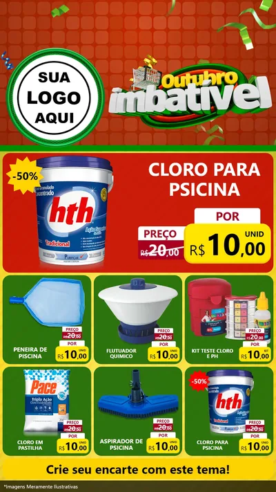 Modelo de Rede Social para Stories com o tema Outubro Imbatível para Produtos para Piscina