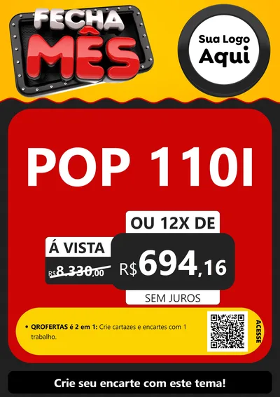 Modelo de Cartaz para Cartaz A4 Vertical com o tema Fecha Mês para Concessionaria de Motos