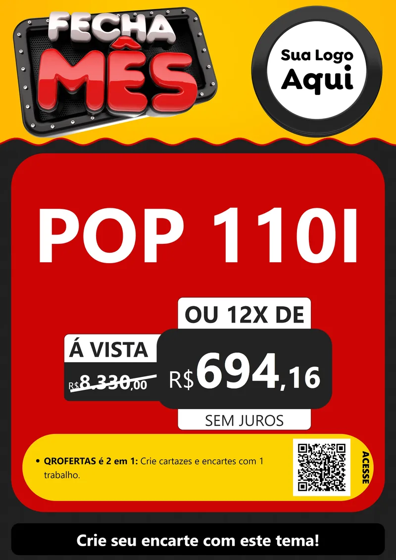 Modelo de Cartaz para Cartaz A4 Vertical com o tema Fecha Mês para Concessionaria de Motos