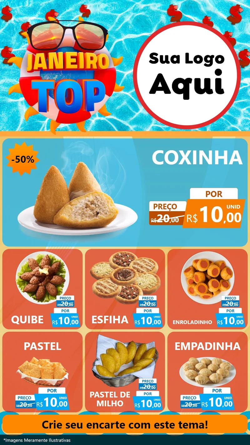 Modelo de Rede Social para Stories com o tema Janeiro Top para Salgadaria
