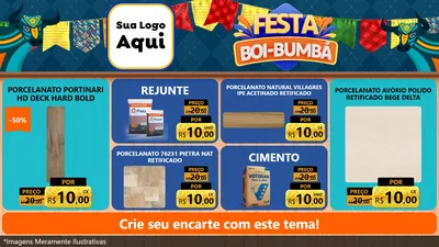 Modelo de TV para TV Horizontal com o tema Festa Boi Bumbá para Pisos e revestimentos