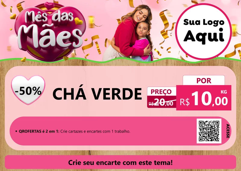 Modelo de Cartaz para Cartaz A4 Horizontal com o tema Mês das Mães para Produtos Naturais