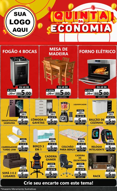 Modelo de Encarte para Encarte Grande com o tema Quinta da Economia para Móveis e Eletro