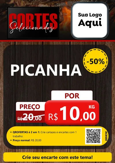 Modelo de Cartaz para Cartaz A4 Vertical com o tema Cortes Selecionados para Açougue