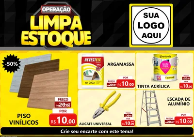 Modelo de Encarte para Encarte A4 Horizontal com o tema Operação Limpa Estoque para Material para Construção
