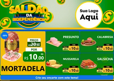 Modelo de Encarte para Encarte A4 Horizontal com o tema Saldão da Indepêndencia para Frios e Laticínios