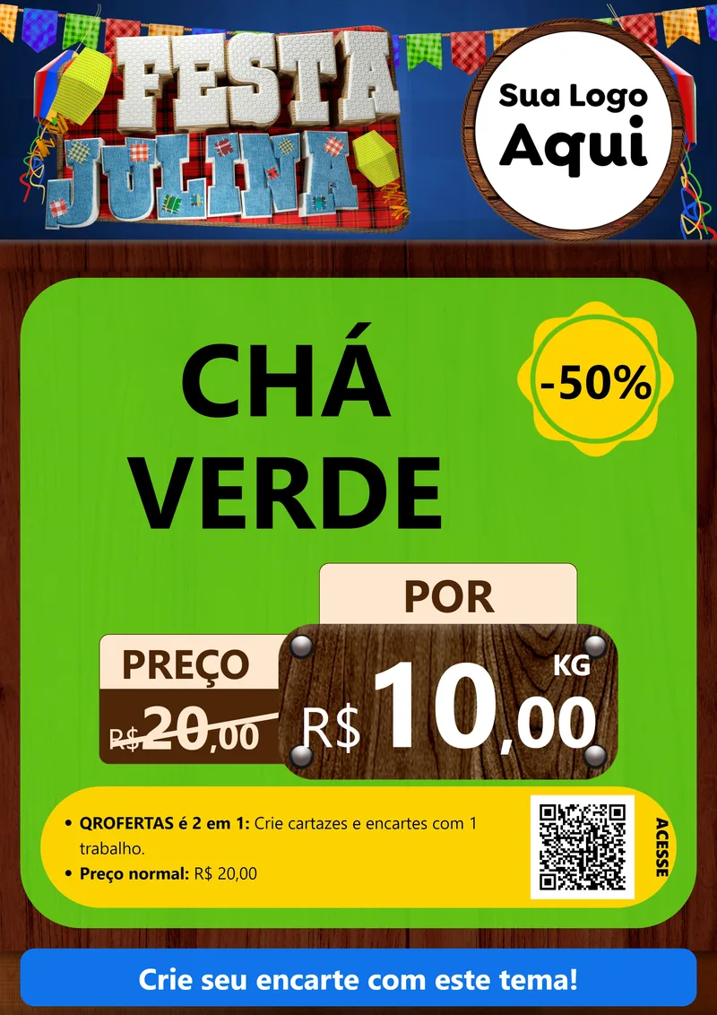 Modelo de Cartaz para Cartaz A4 Vertical com o tema Festa Julina para Produtos Naturais