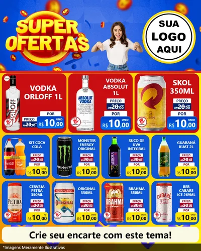 Modelo de Rede Social para Feed Instagram com o tema Super Ofertas para Distribuidora de bebidas