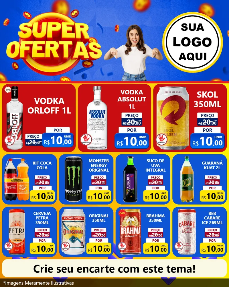 Modelo de Rede Social para Feed Instagram com o tema Super Ofertas para Distribuidora de bebidas