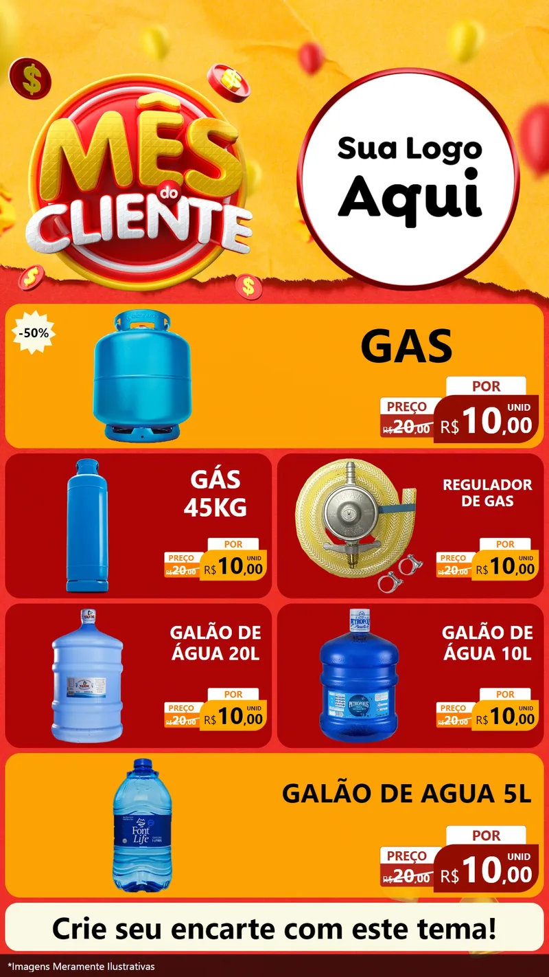 Modelo de TV para TV Vertical com o tema Mês do Cliente para Água e gás