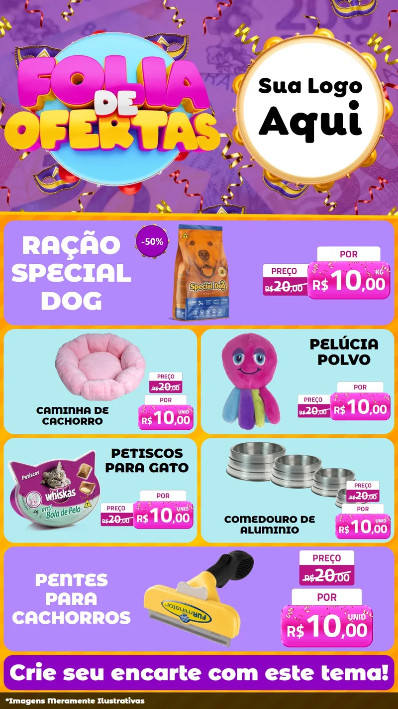 Modelo de TV para TV Vertical com o tema Folia de Ofertas para Pet Shop