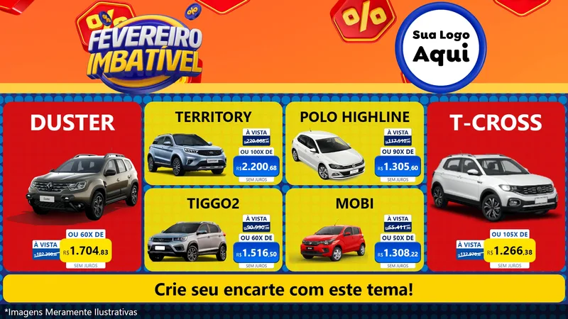 Modelo de TV para TV Horizontal com o tema Fevereiro Imbatível para Concessionaria de Carros