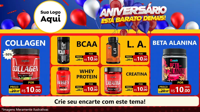 Modelo de TV para TV Horizontal com o tema Aniversário para Suplementos alimentares