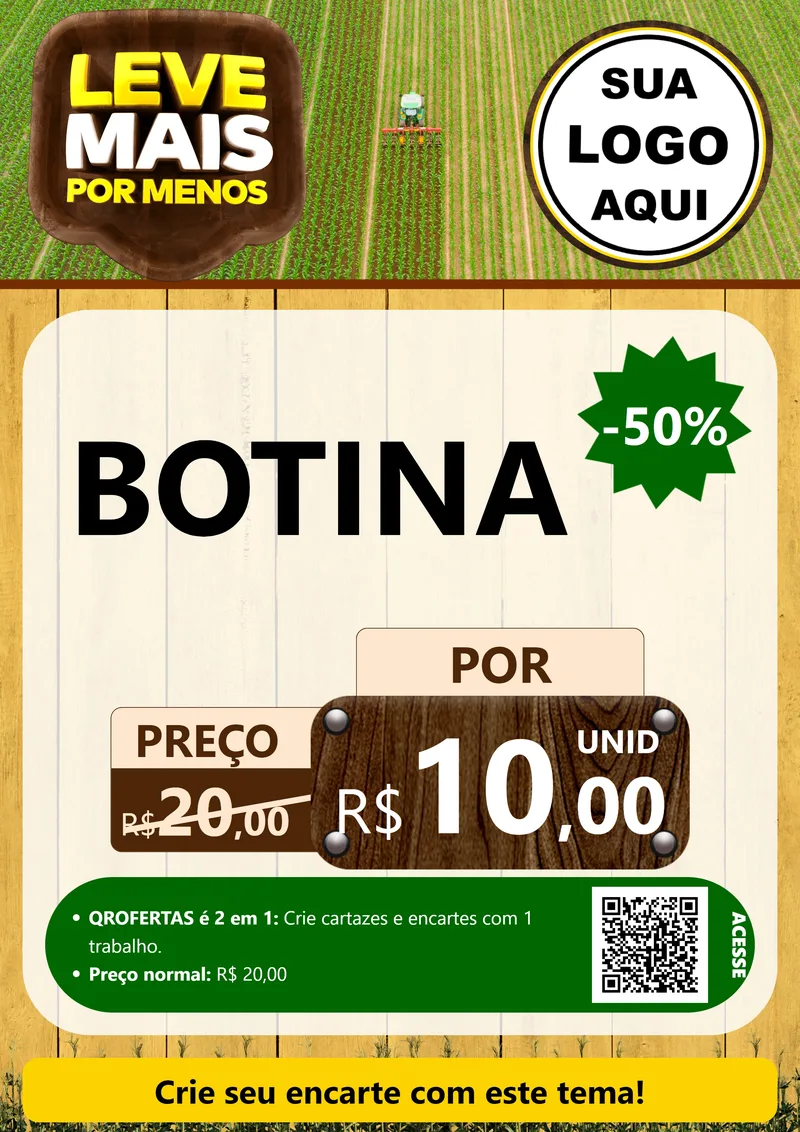 Modelo de Cartaz para Cartaz A4 Vertical com o tema Leve Mais Por Menos - Agro para Agropecuária