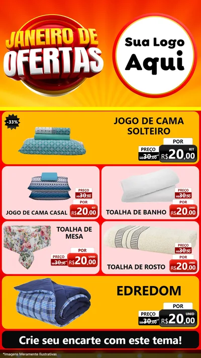 Modelo de TV para TV Vertical com o tema Janeiro de Ofertas para Cama, Mesa e Banho
