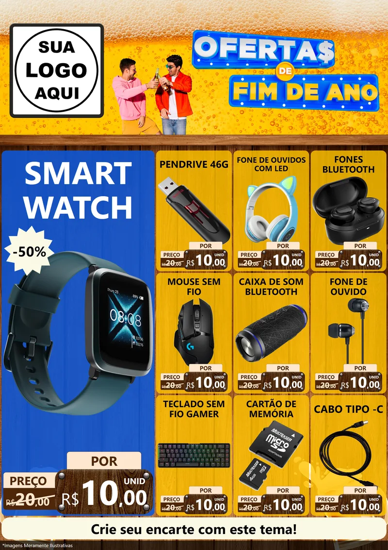 Modelo de Encarte para Encarte A4 Vertical com o tema Ofertas de Fim de Ano para Informática