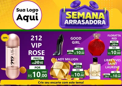 Modelo de Encarte para Encarte A4 Horizontal com o tema Semana Arrasadora para Perfumes