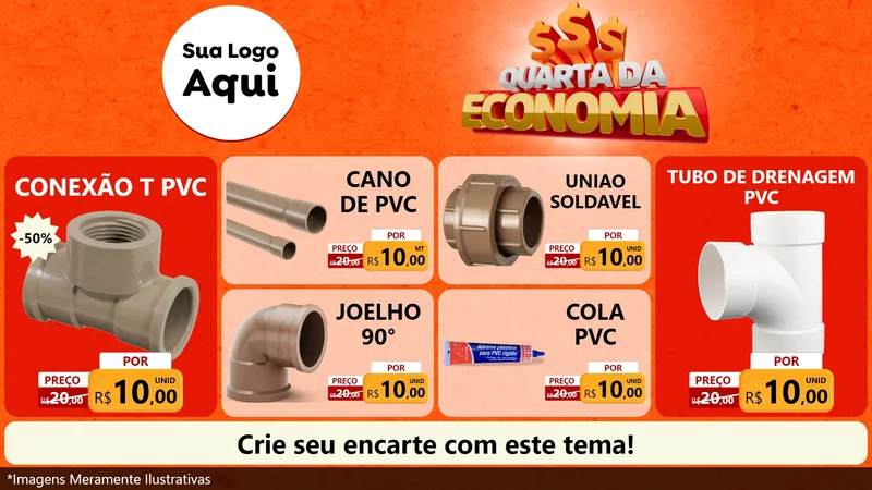 Modelo de TV para TV Horizontal com o tema Quarta da Economia para Tubos e conexões