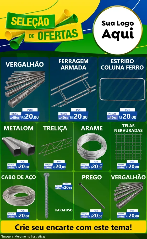Modelo de Encarte para Encarte Grande com o tema Seleção de Ofertas - Copa para Ferragens