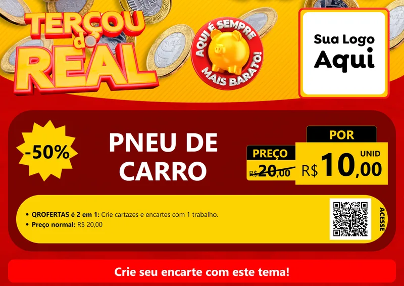 Modelo de Cartaz para Cartaz A4 Horizontal com o tema Terçou do Real para Auto peças