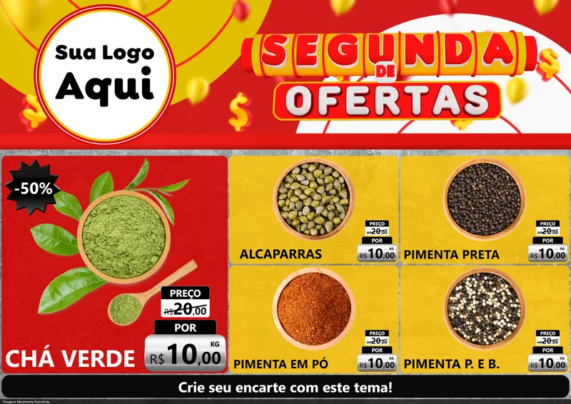 Modelo de Encarte para Encarte A4 Horizontal com o tema Segunda de Ofertas para Produtos Naturais