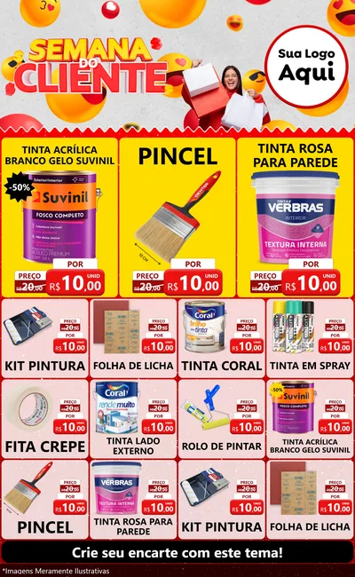 Modelo de Encarte para Encarte Grande com o tema Semana do Cliente para Tintas e Ferramentas