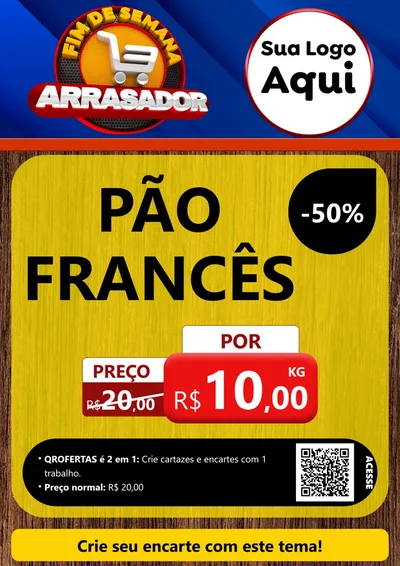 Modelo de Cartaz para Cartaz A4 Vertical com o tema Fim De Semana Arrasador para Padaria