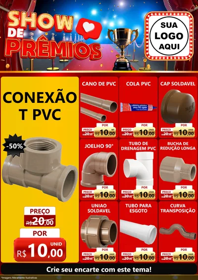 Modelo de Encarte para Encarte A4 Vertical com o tema Show de Prêmios para Tubos e conexões