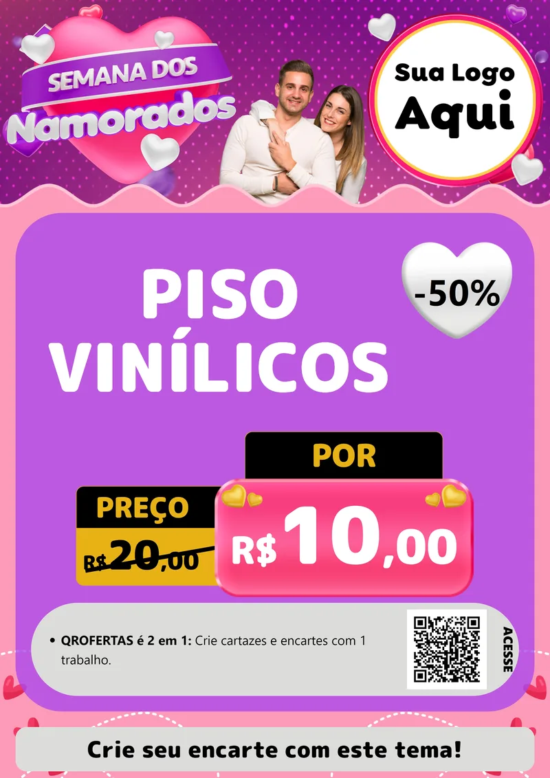 Modelo de Cartaz para Cartaz A4 Vertical com o tema Semana dos Namorados para Material para Construção