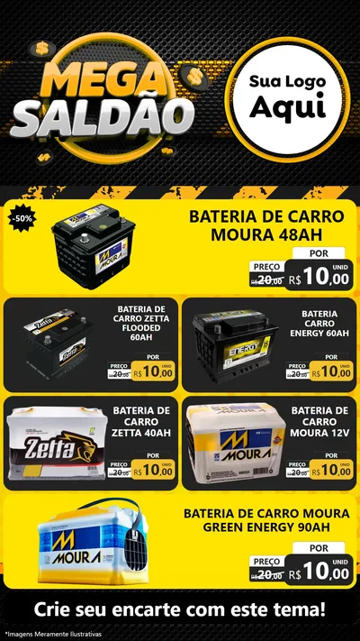 Modelo de TV para TV Vertical com o tema Mega Saldão para Baterias Elétricas