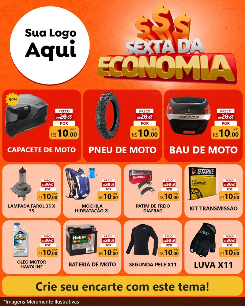 Modelo de Rede Social para Feed Instagram com o tema Sexta da Economia para Moto peças
