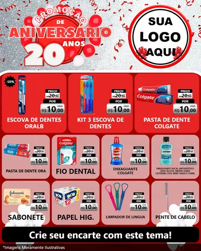 Modelo de Rede Social para Feed Instagram com o tema Promoção de Aniversário - 20 Anos para Higiene Pessoal