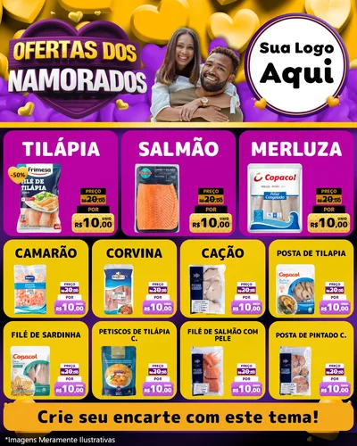 Modelo de Rede Social para Feed Instagram com o tema Oferta Dos Namorados para Peixaria