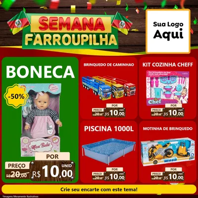 Modelo de Rede Social para Feed Facebook com o tema Semana Farroupilha para Brinquedos