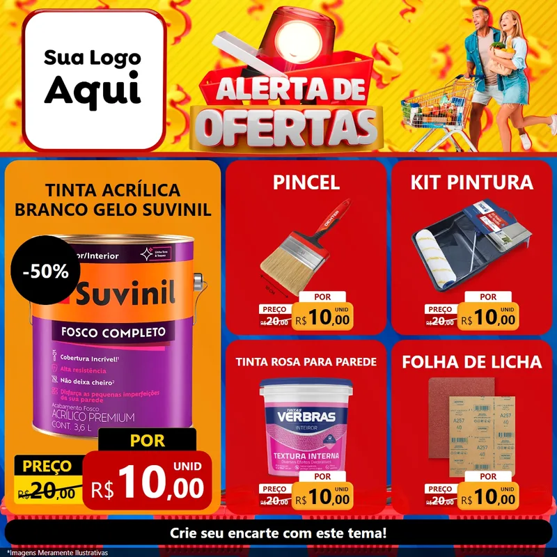 Modelo de Rede Social para Feed Facebook com o tema Alerta de Ofertas para Tintas e Ferramentas
