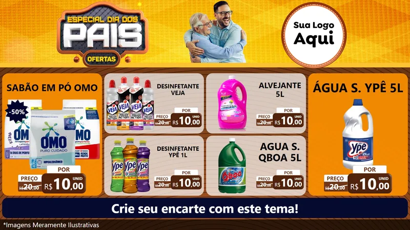Modelo de TV para TV Horizontal com o tema Especial Dia dos Pais para Produtos de Limpeza