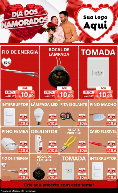 Modelo de Encarte para Encarte Grande com o tema Dia dos Namorados para Materiais Elétricos