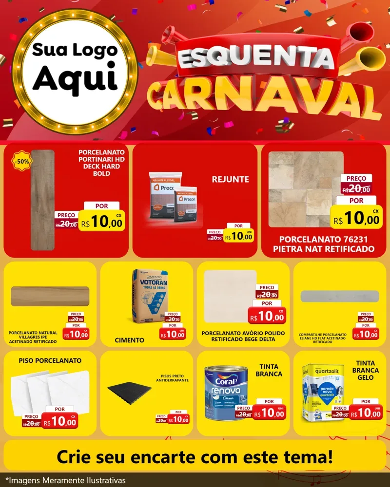 Modelo de Rede Social para Feed Instagram com o tema Esquenta Carnaval para Pisos e revestimentos