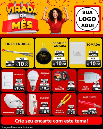 Modelo de Rede Social para Feed Instagram com o tema Virada de Mês para Materiais Elétricos