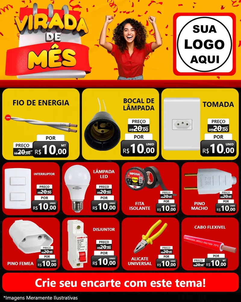 Modelo de Rede Social para Feed Instagram com o tema Virada de Mês para Materiais Elétricos