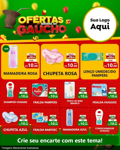 Modelo de Rede Social para Feed Instagram com o tema Ofertas Semana Do Gaúcho para Bebês
