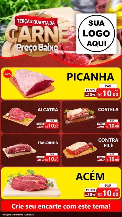 Modelo de TV para TV Vertical com o tema Terça e Quarta da Carne para Açougue