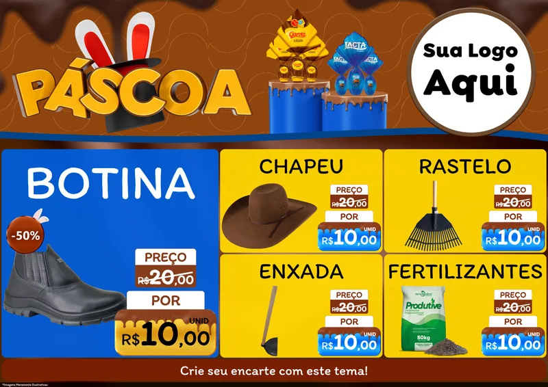 Modelo de Encarte para Encarte A4 Horizontal com o tema Páscoa para Agropecuária