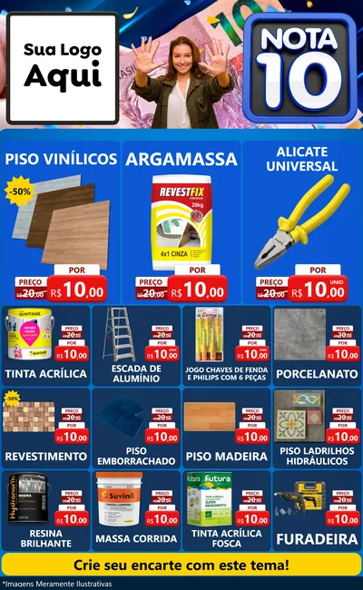 Modelo de Encarte para Encarte Grande com o tema Nota 10 para Material para Construção