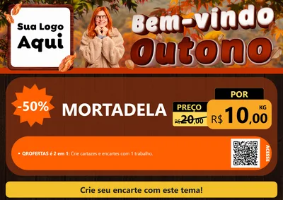 Modelo de Cartaz para Cartaz A4 Horizontal com o tema Bem-vindo Outono para Frios e Laticínios